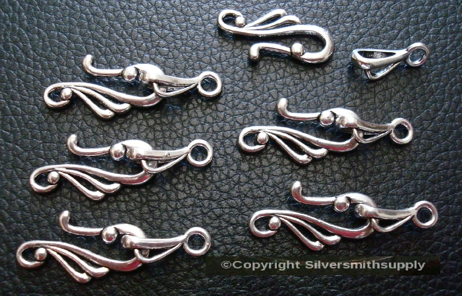 6 Hook & eye clasp sets for necklace bracelets anklets silver plated FPC348