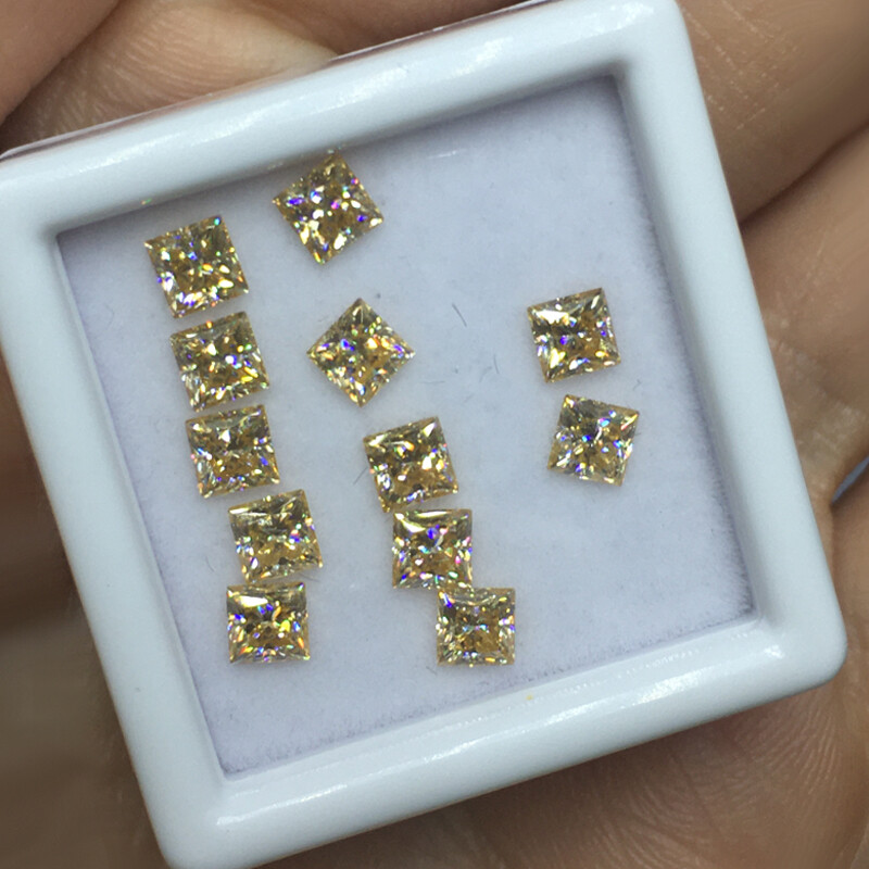 Princess Square Cut Moissanite Loose Stone Champagne VVS1 GRA Lab-Created Gems