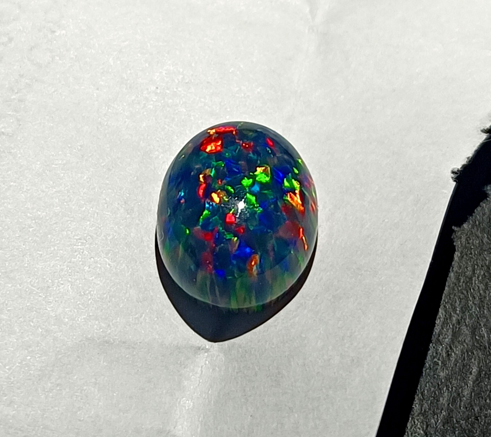 NaturalCertified Black Fire Opal Oval Cabochon 9.70 Ct Australian Loose Gemstone