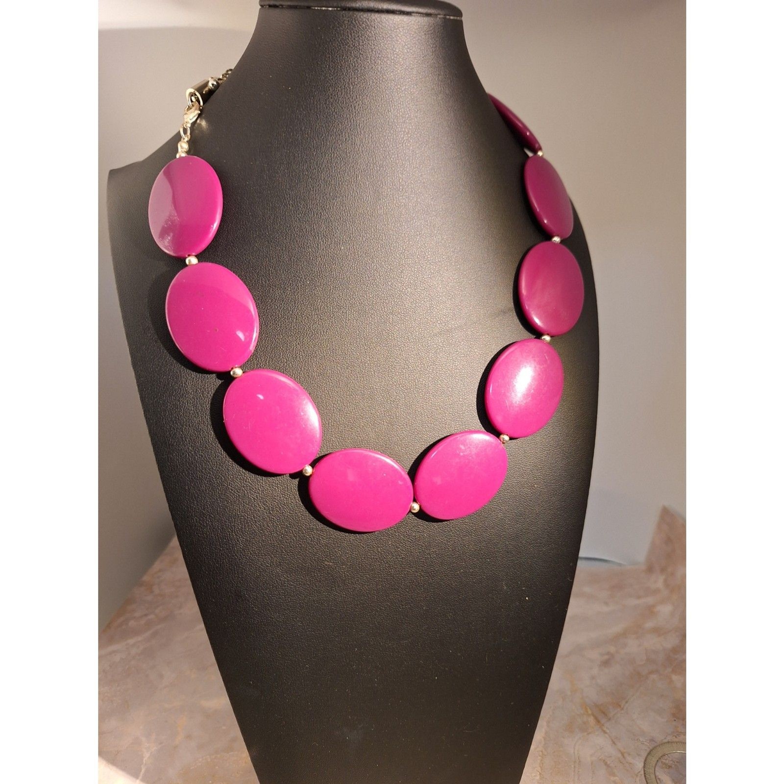 Acrylic Beaded Mid-Century Modern Style Necklace Purple Elegant Office Siren