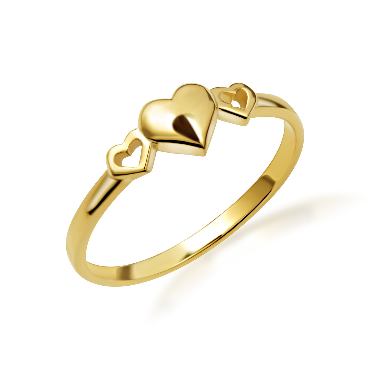 Gold Triple Heart Love Ring (Available in Yellow/Rose/White Gold)