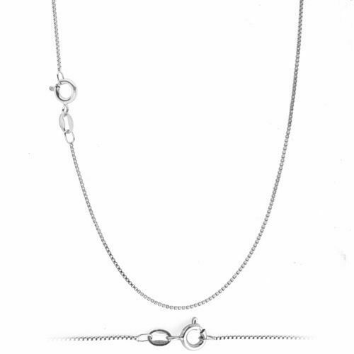 Solid Sterling Silver BOX Chain Necklace 0.5mm Stamped 925 Made In Italy