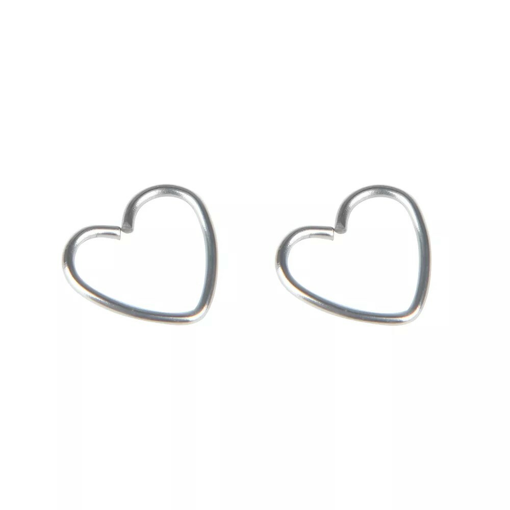 2pcs Surgical Steel Daith Heart Ear Nose Ring Cartilage Tragus Piercings Hoop