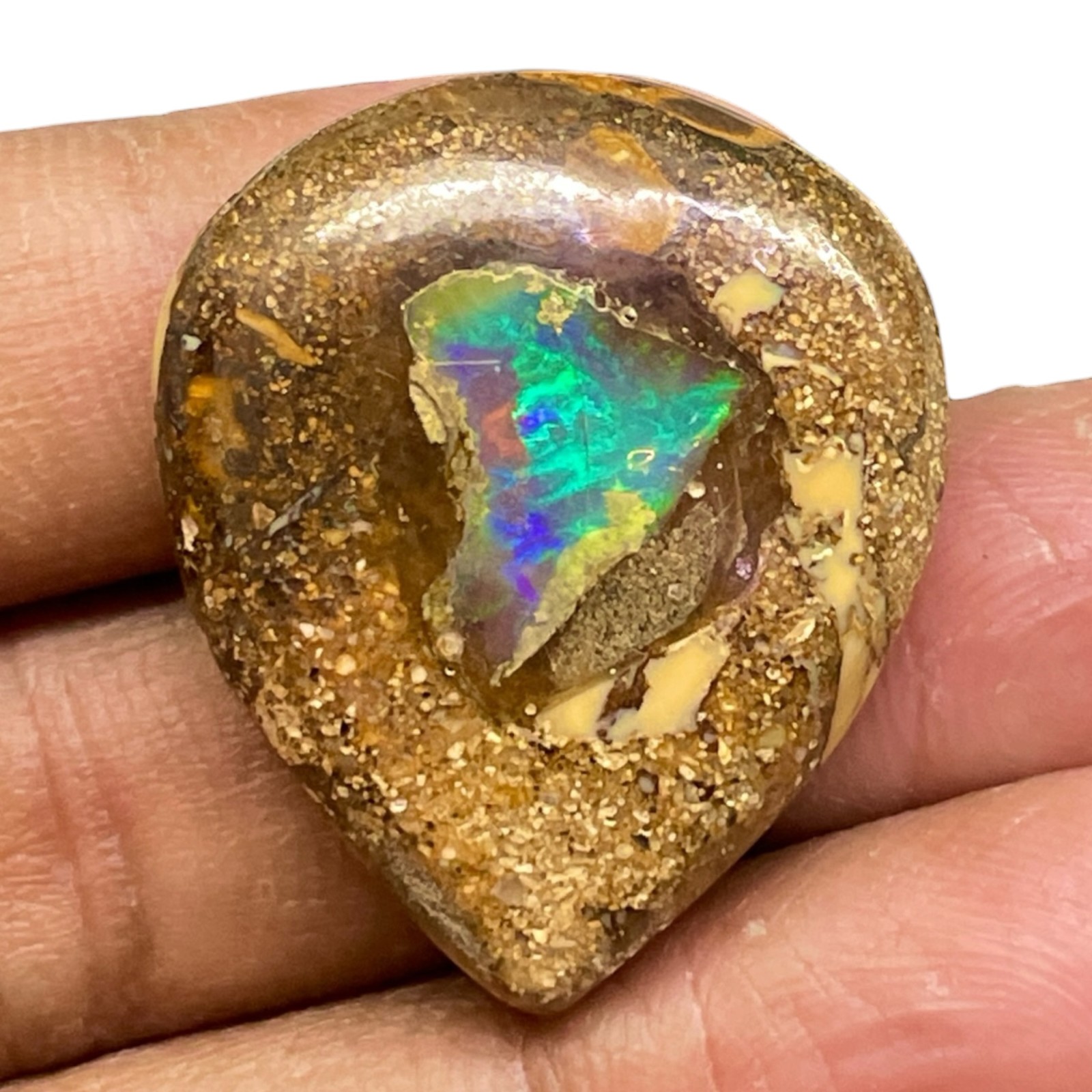 54.50 Cts Natural Boulder Opal 36x25mm Oval Cabochon Loose Untreated Gemstone