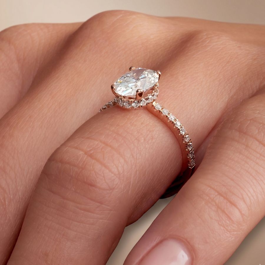 2.35Ct Oval-Cut VS1 Lab Grown Diamond Wedding Engagement Ring 14k Rose Gold