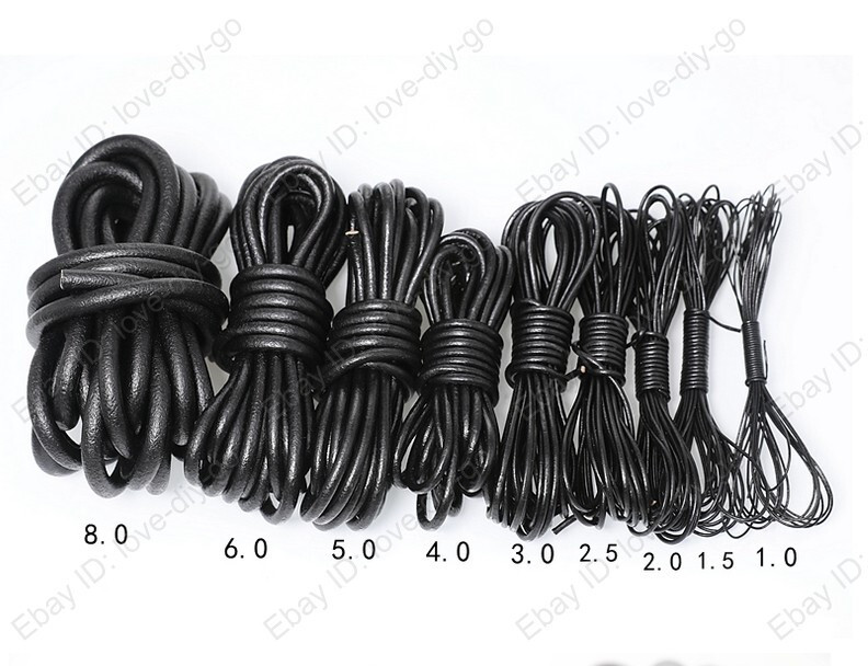 authentic Leather Round Black Cord DIY Making String 1.5mm 2mm 3mm 4mm-6mm 8mm