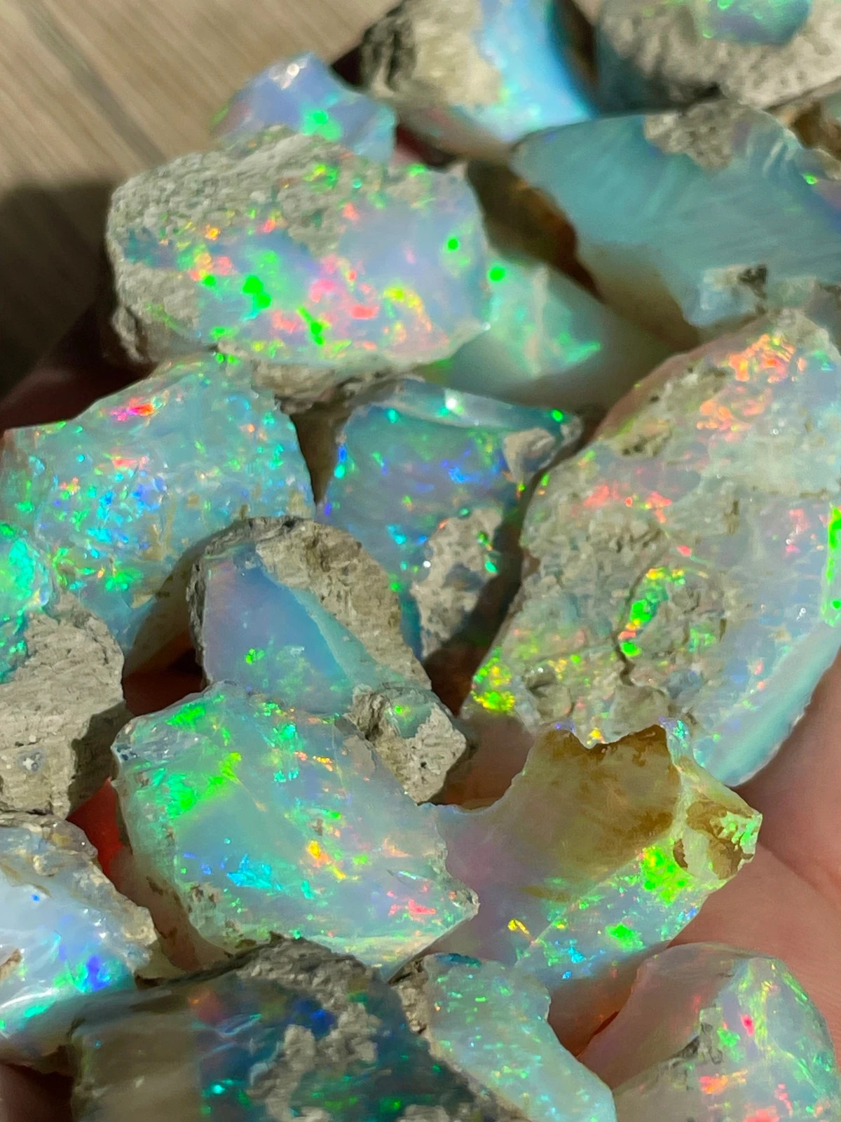 50Ct Natural Ethiopian Jumbo Welo Fire Opal Rough Specimen Gemstone 9-16 Pcs Lot