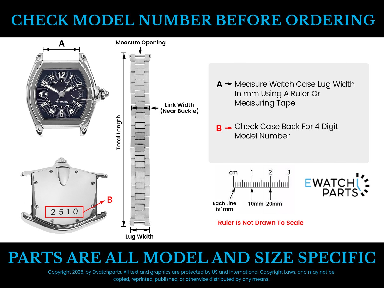 LINK FOR 18MM WATCH BAND BRACELET 35MM CARTIER PASHA MIDSIZE AUTOMATIC 2324