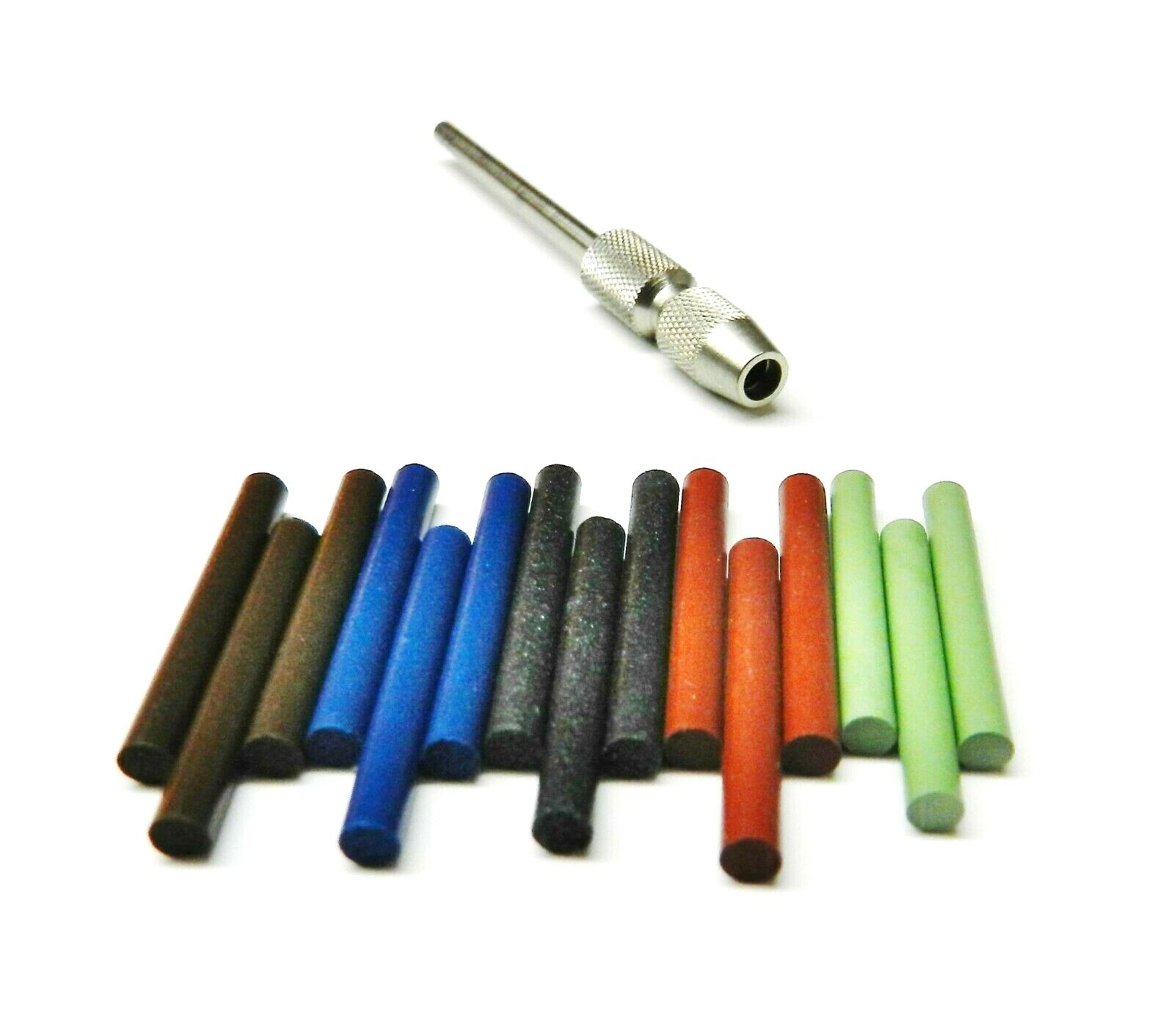 3mm Silicone Pin Polishing Points 15Pc Assortment of 5 Grades & Chuck Mandrel