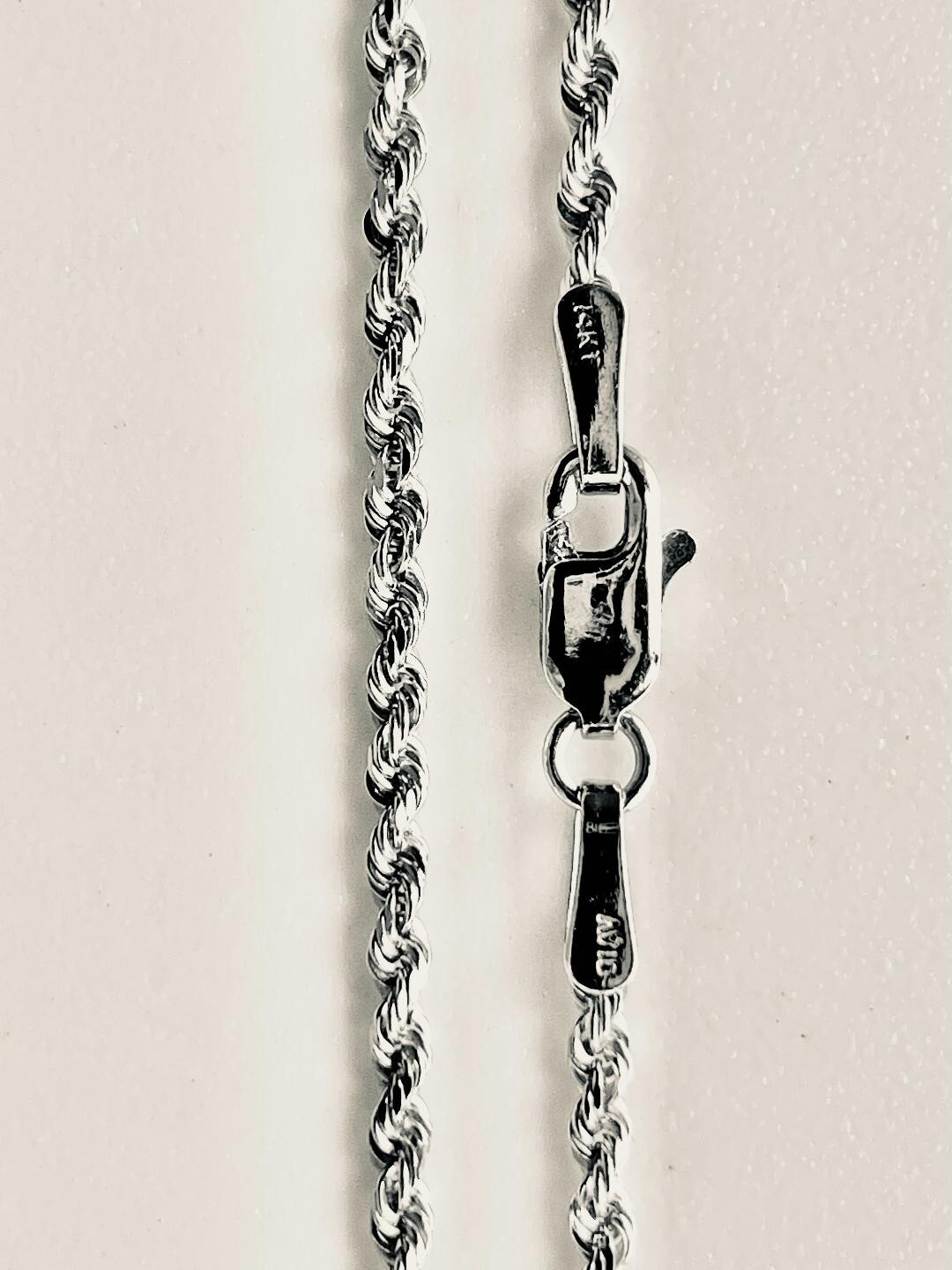 2.0 mm L: 16 inches (40 cm) 14K Solid White Gold Rope Chain 4.4 Grams New 1
