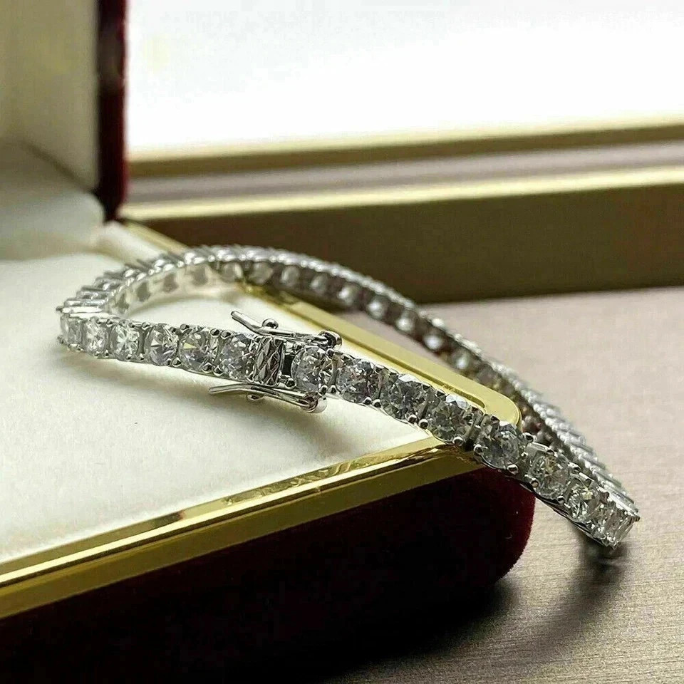 5.0Ct Certified Round Cut Diamond Tennis Bracelet 14K White Gold size 7.5 inch