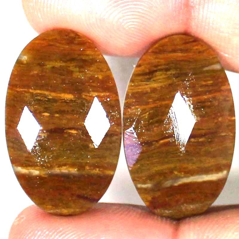 41.80 Cts Natural Picture Jasper Pair Cut Oval Cabochon Loose Gemstone 18x28x4mm