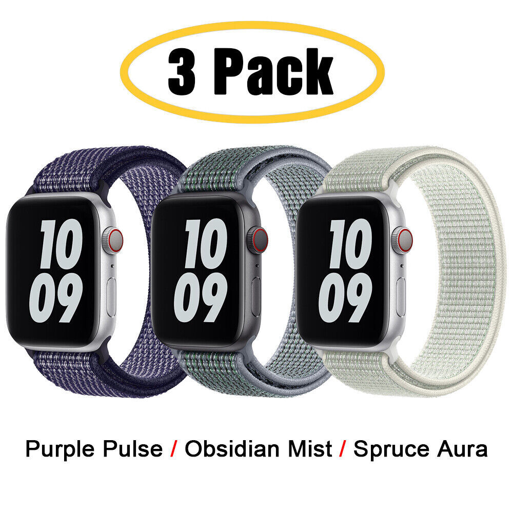3 PACK Nylon Sport Band Strap For Apple Watch Series 10 9 8 7 6 5 4 SE 38/49mm