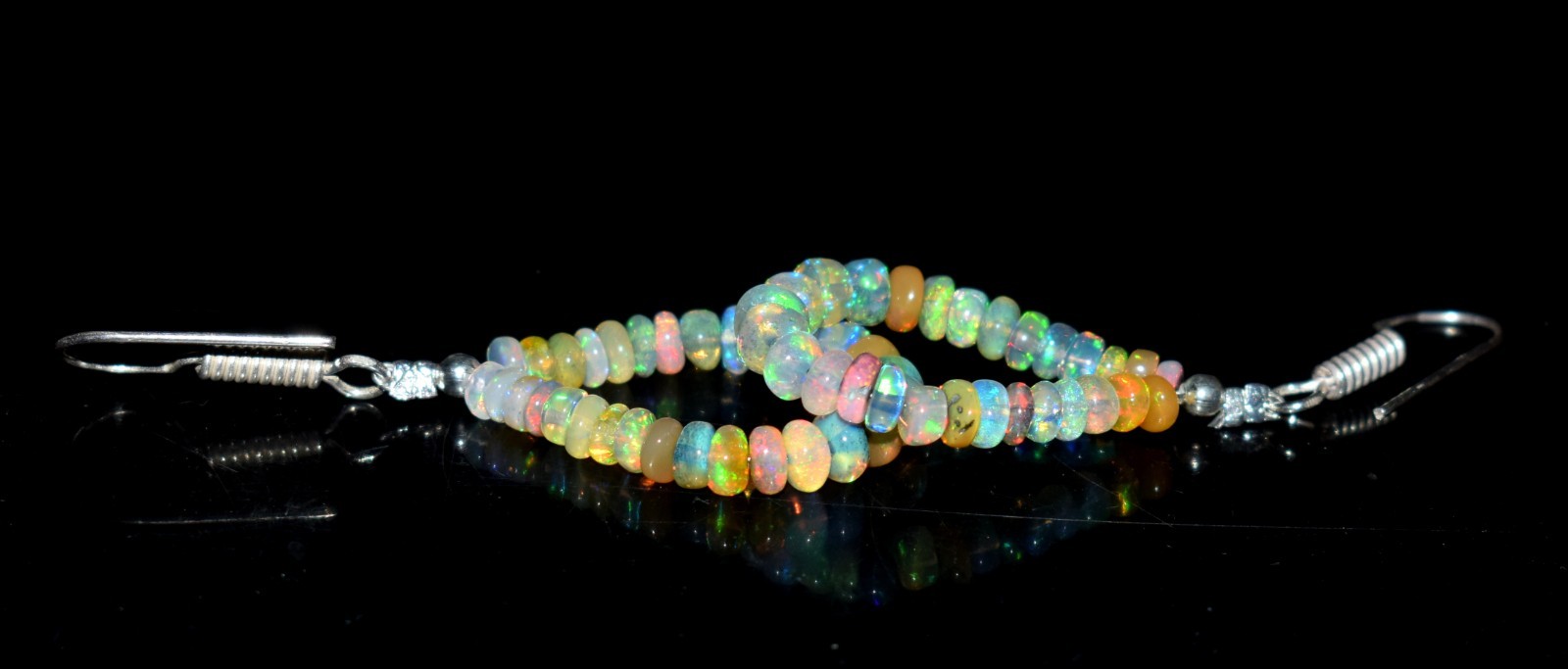 Natural Ethiopian Opal Gemstone Bead Earrings Fire Opal Elegant Drops AF678