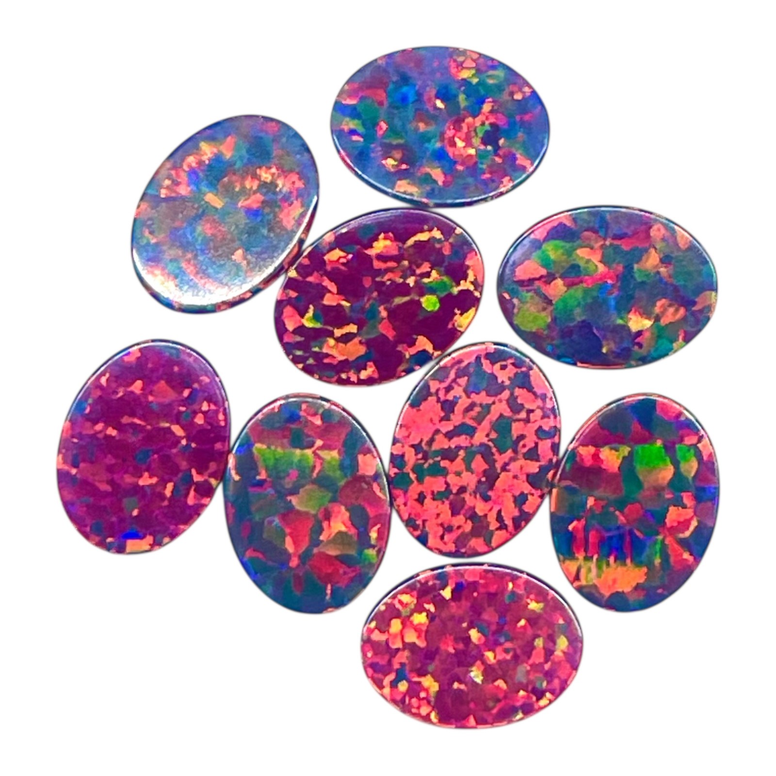 5 Pcs Australian Black Opal 8x6mm Oval Cabochon AAA Lab Created Gemstones Lot