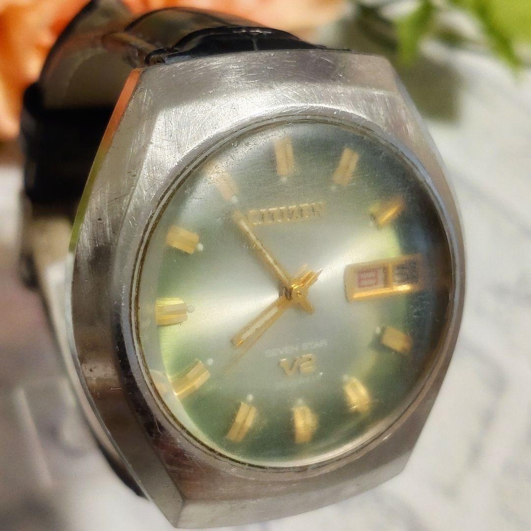 1973 Citizen Seven Star V2 26-jewel men’s watch, green, working condition.