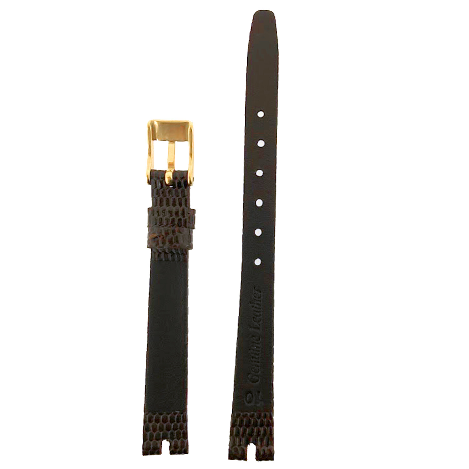 Watch Strap fits Gucci 2000L 10mm Leather Black Brown with Center Cut
