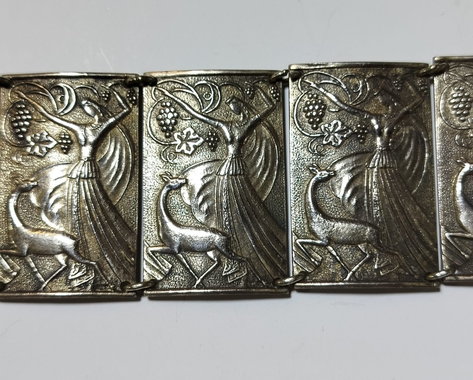 Armenian silver-plated metal bracelet, signed, 8 panels