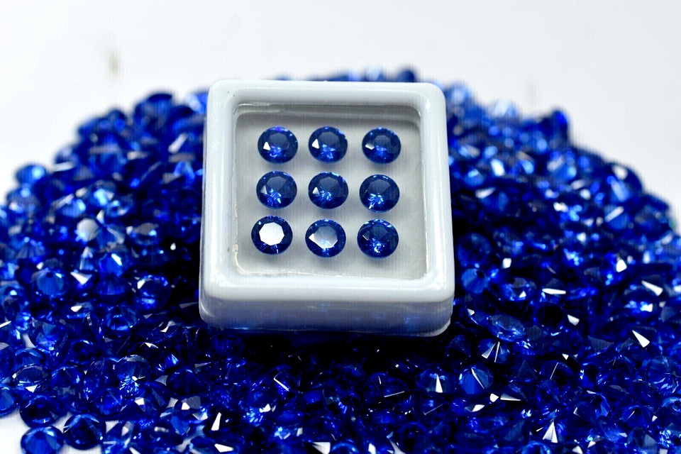 Certified 9 Pcs Natural Ceylon Blue Sapphire 5 mm Round Cut Lot Loose Gemstone