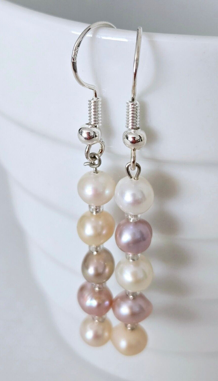 Handmade in USA – NEW! Multi colors Freshwater Pearl earrings – Free Shipping