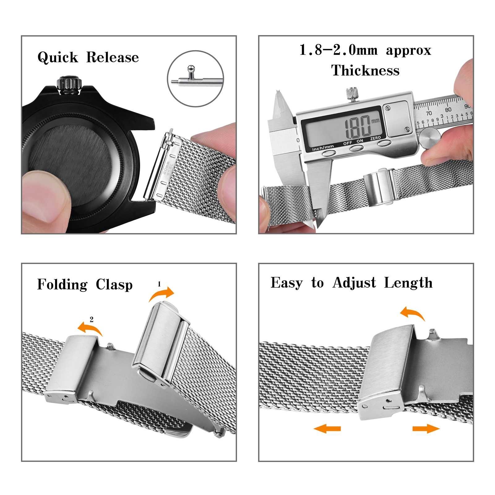 Milanese Stainless Steel Watch Strap,14mm, 16mm, 18mm, 20mm, 22mm,Classic,Women