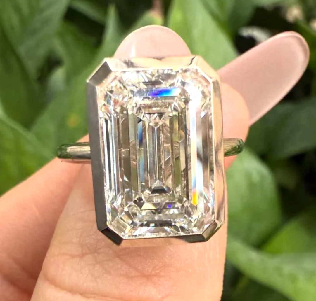 925 Silver, White Diamond Solitaire Ring, 11.55 Ct Certified Treated-Pretty Look