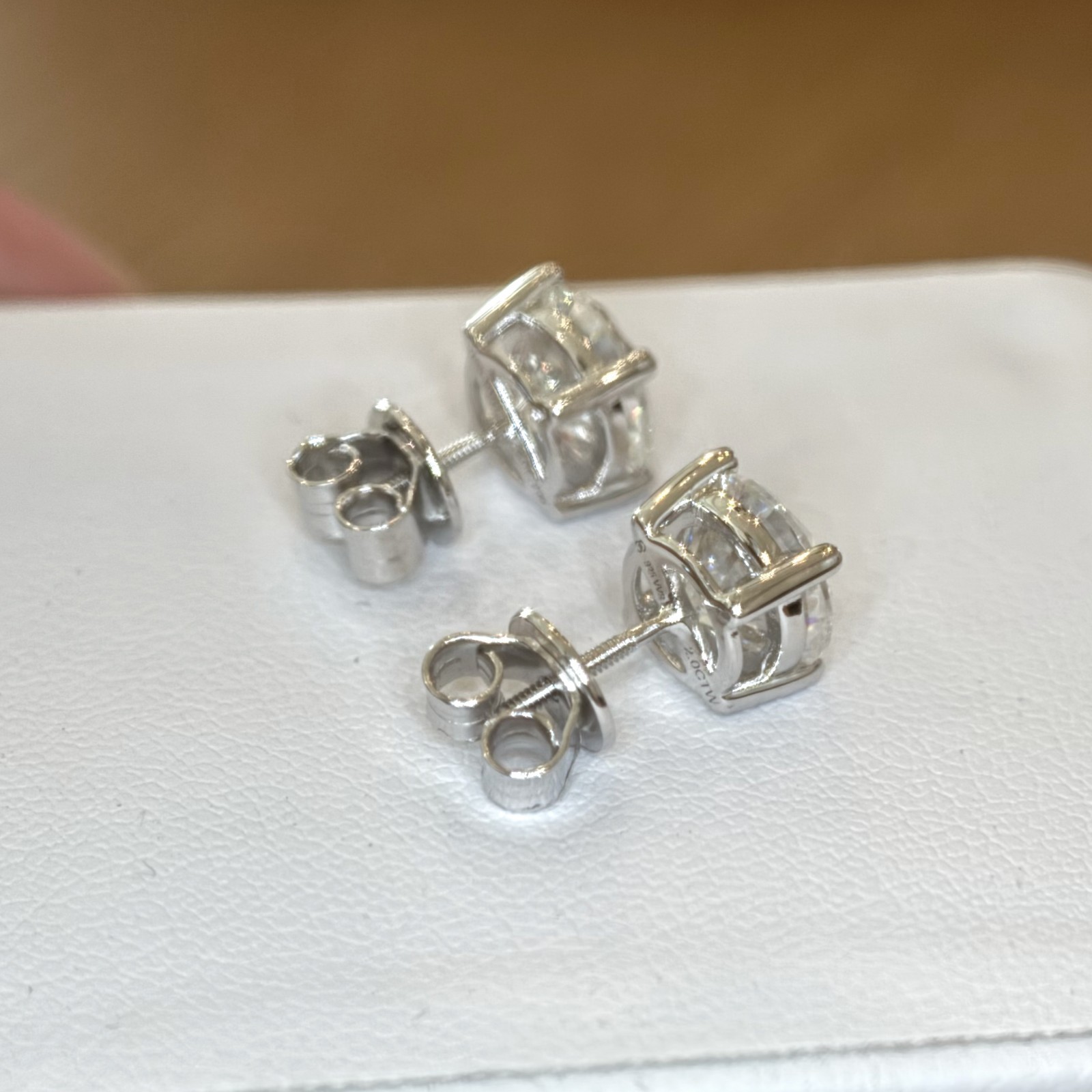 Certified D Color VVS1 Moissanite Solitaire Stud Earrings Screwback
