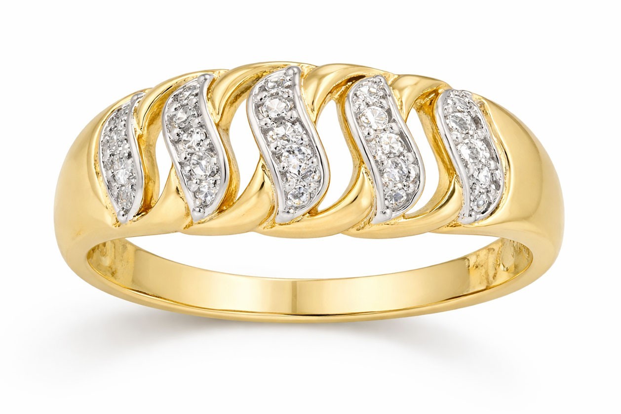 GENUINE DIAMOND DOME RING 10K YELLOW GOLD – Made in USA – Free Appraisal