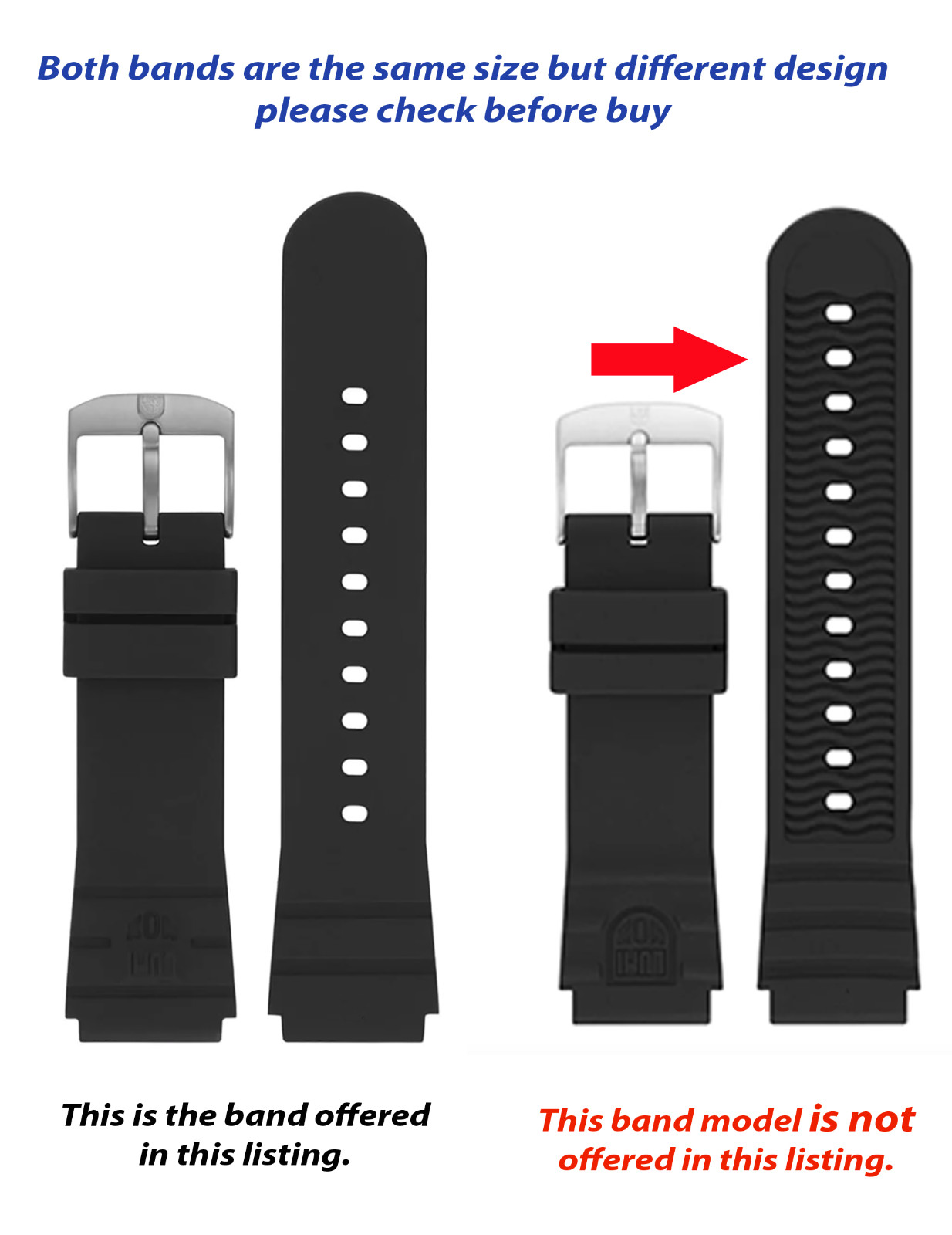 Luminox Band 21/22mm 0320 3000 3100 3200 3400 3600 3900 SILVER/BLACK BUCKLE