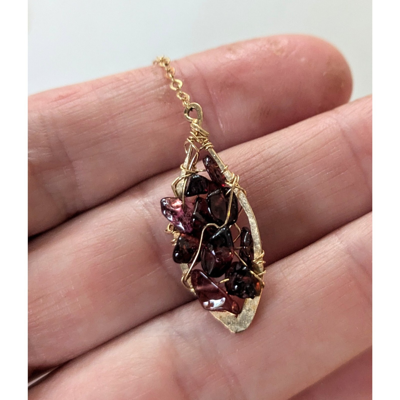 Artisan 14k Yellow Gold Filled Purple Garnet Lariot Y Slide Pendant Necklace