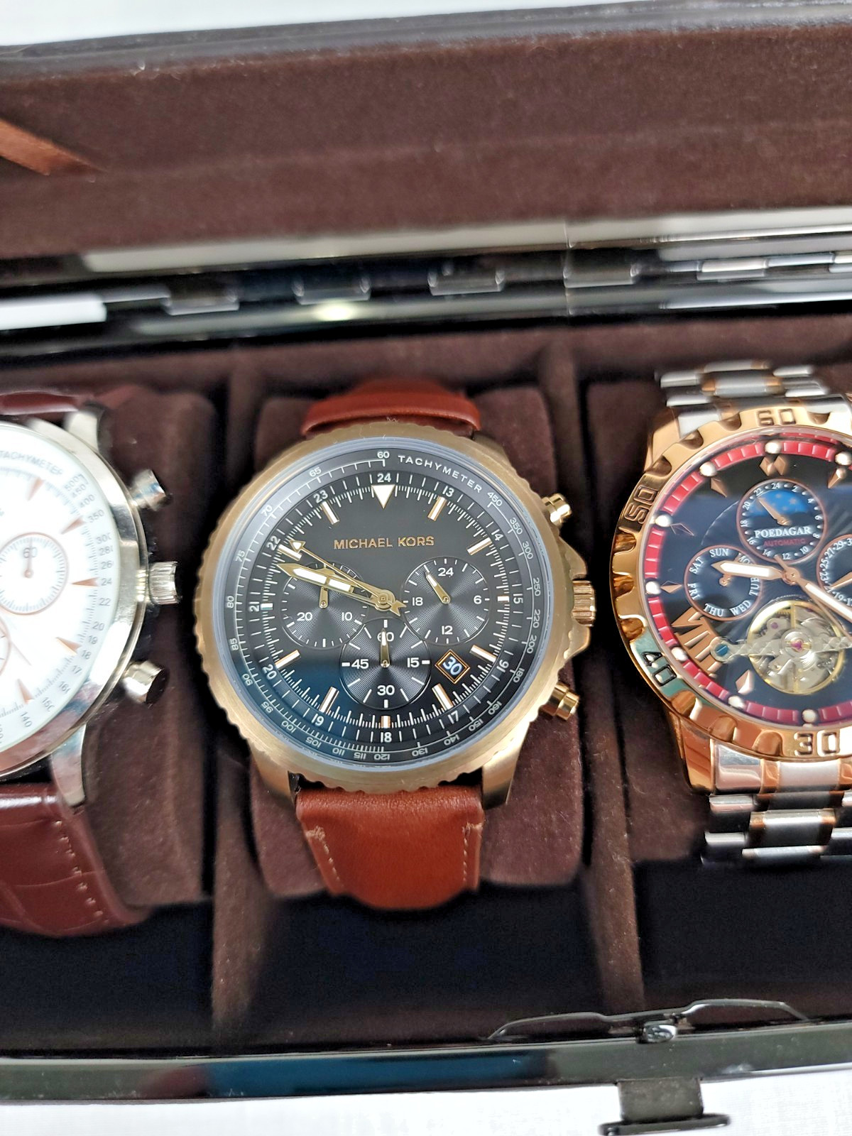 Men’s Watch Collection Lot of 4 with Case includes 1 Michael Kors