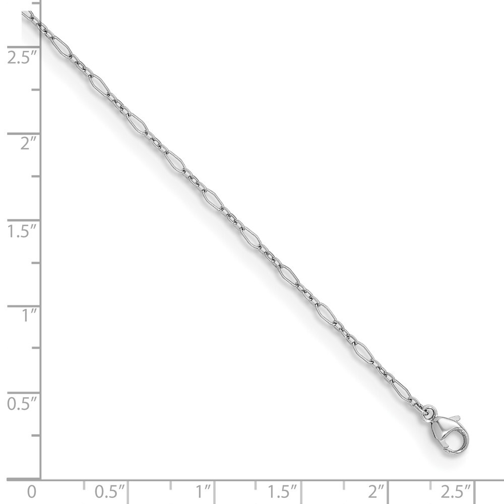 Platinum Polished & Diamond-cut 2.4mm Solid Oval Link Chain Necklace 18″- 3.59g