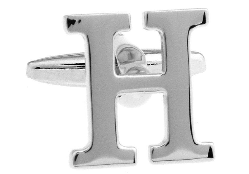 Letter H Pair of Cufflinks Wedding Groom Dad Fancy Gift Box & Polishing Cloth