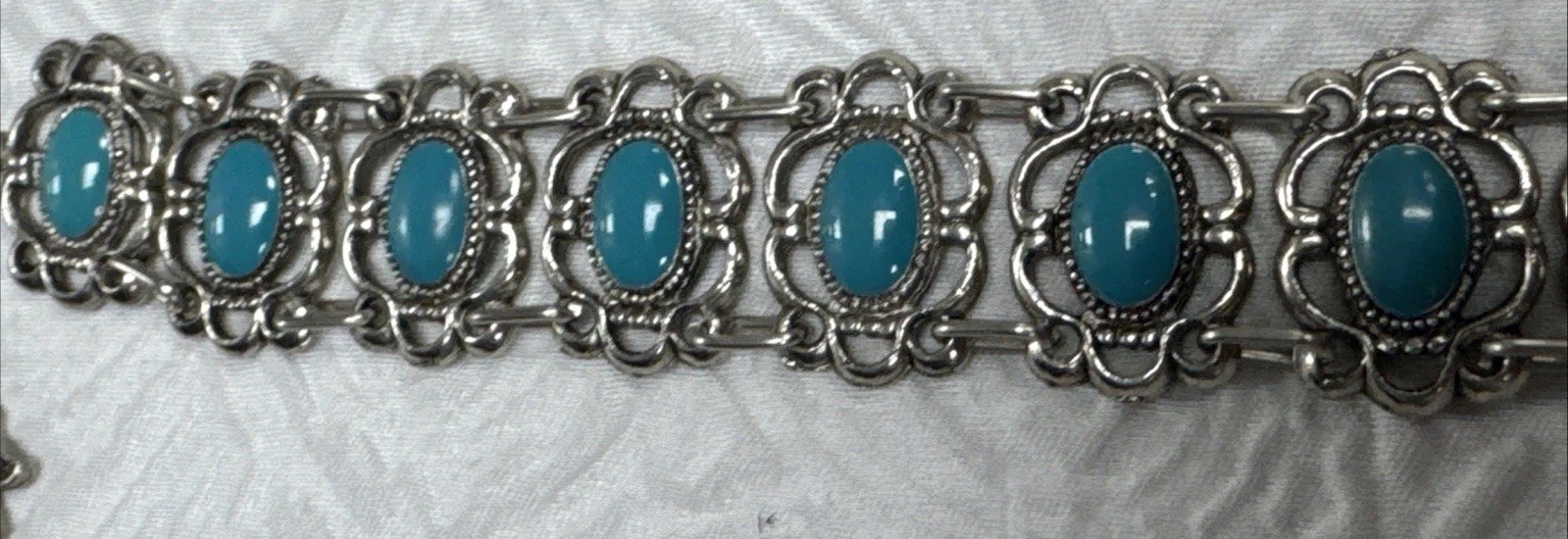 Vintage 1960’s Souvenir De Maroc Bracelet Morocco Hamsa Turquoise Stones 7”