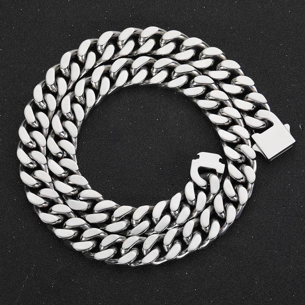5-15mm 4-Sided Stainless Steel Miami Hip Hop Cuban Chain Necklace or Bracelet