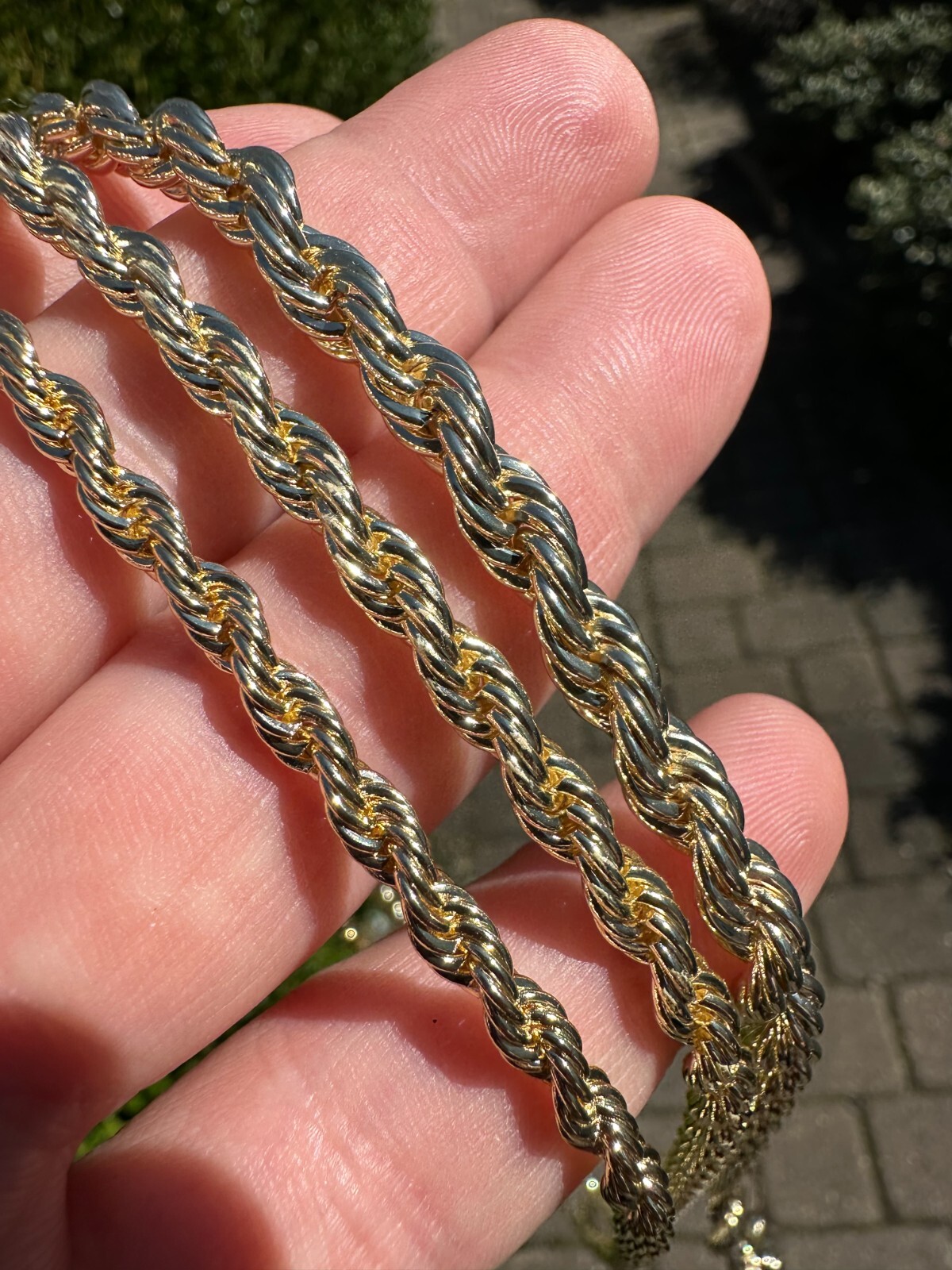 Iced MOISSANITE Clasp 14k Gold Plated Stainless Steel Rope Chain Necklace 4-6mm