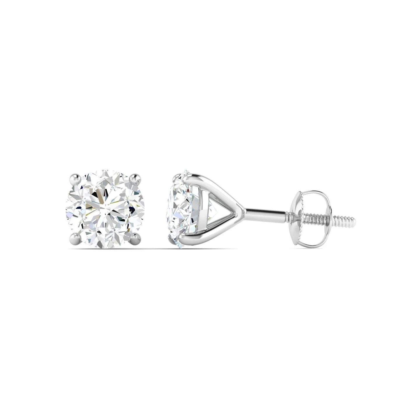 4.00 Ct Round Cut VS1/F Certified Lab Grown Diamond Stud Earrings 14k White Gold