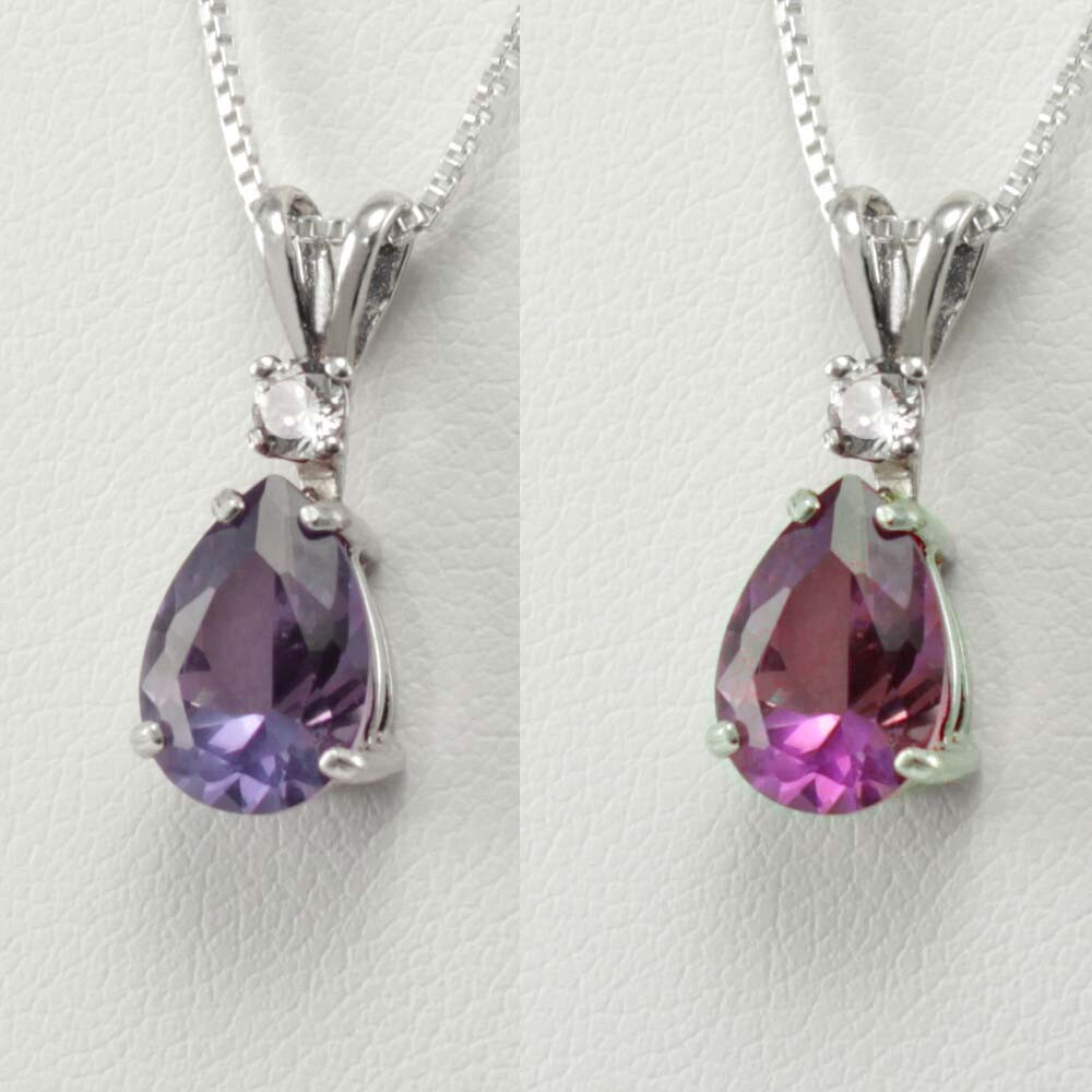 Color-Changing Alexandrite Necklace Sterling Silver 925 / Lab-Created