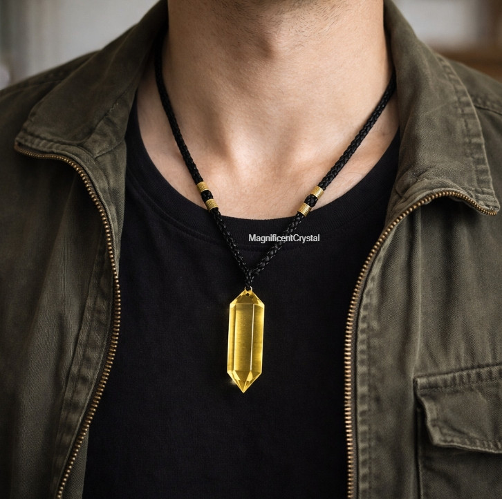 High Quality Citrine Pendant Healing Yellow Crystal Abundance Necklace Gift