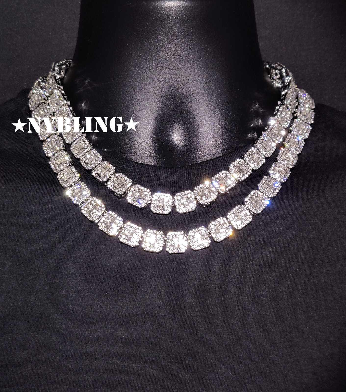 18″ or 20″ Iced Baguette Tennis Chain Choker Necklace Plated CZ Hip Hop Jewelry
