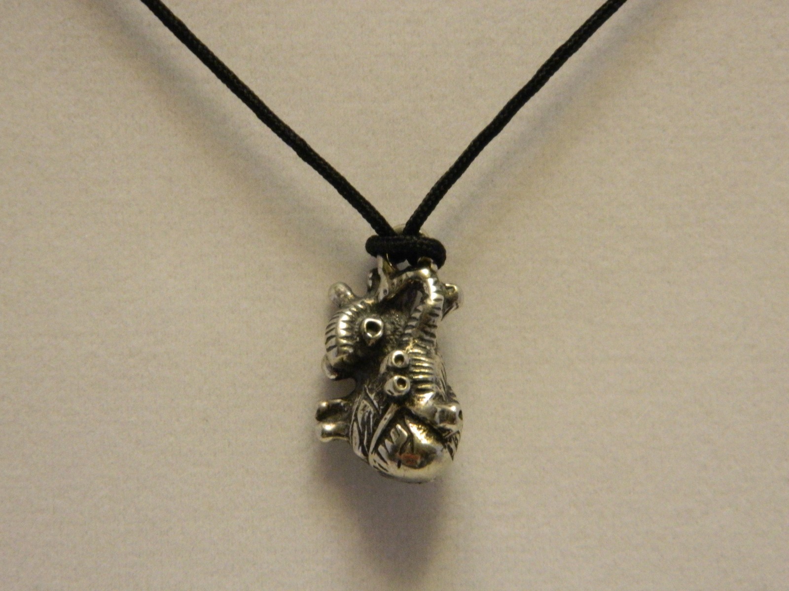 Anatomical Heart Pewter Pendant Lead free 1″ x .75″ Corded Made in USA