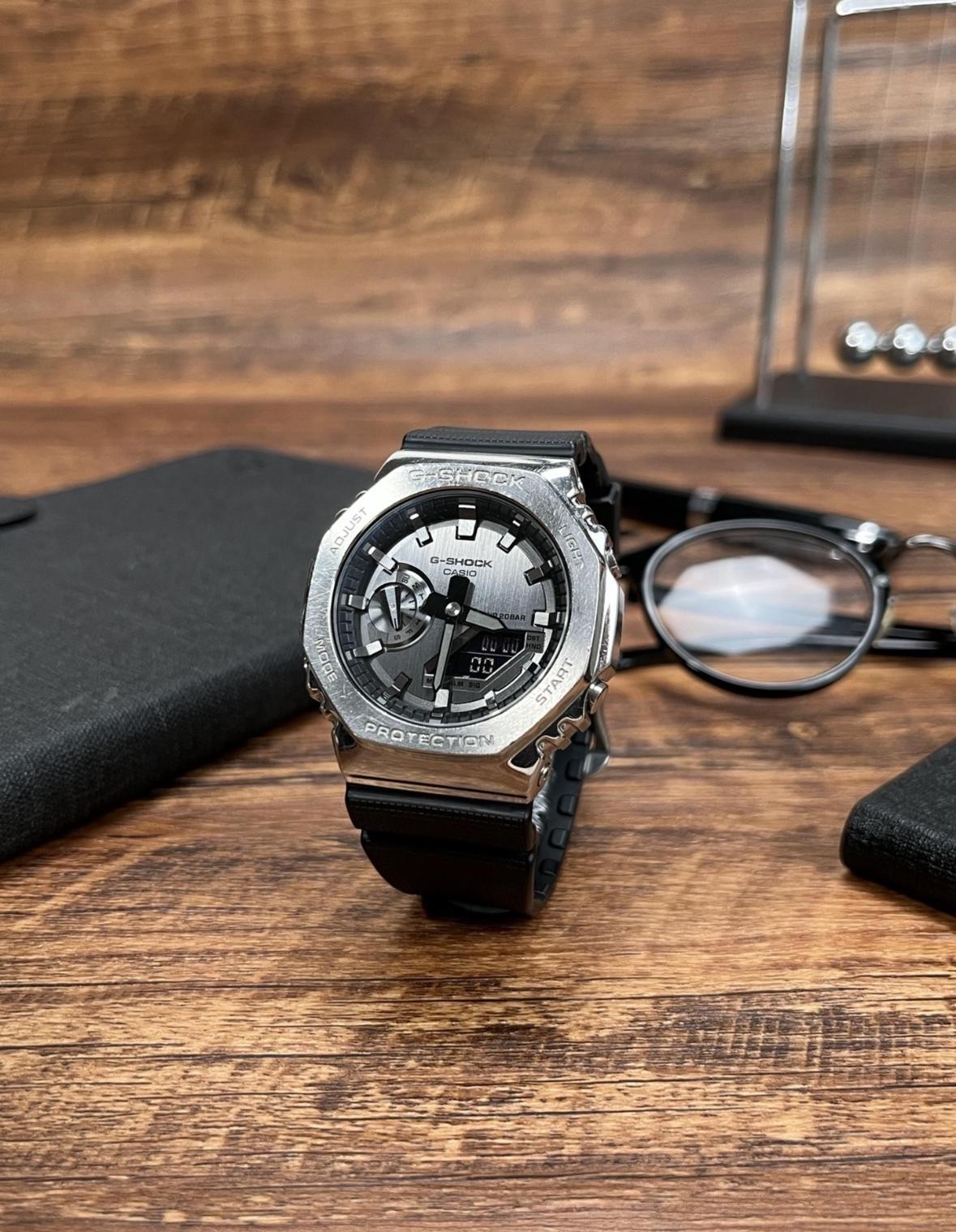 Casio G-Shock GA2100 Silver Case Black Dial Quartz Watch Brand New With Box