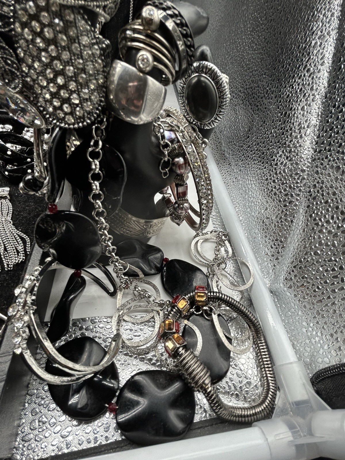 Vntg to Now Black/Silver Jewelry Lot All Wearable 8+ Lbs, 148 Pc #240