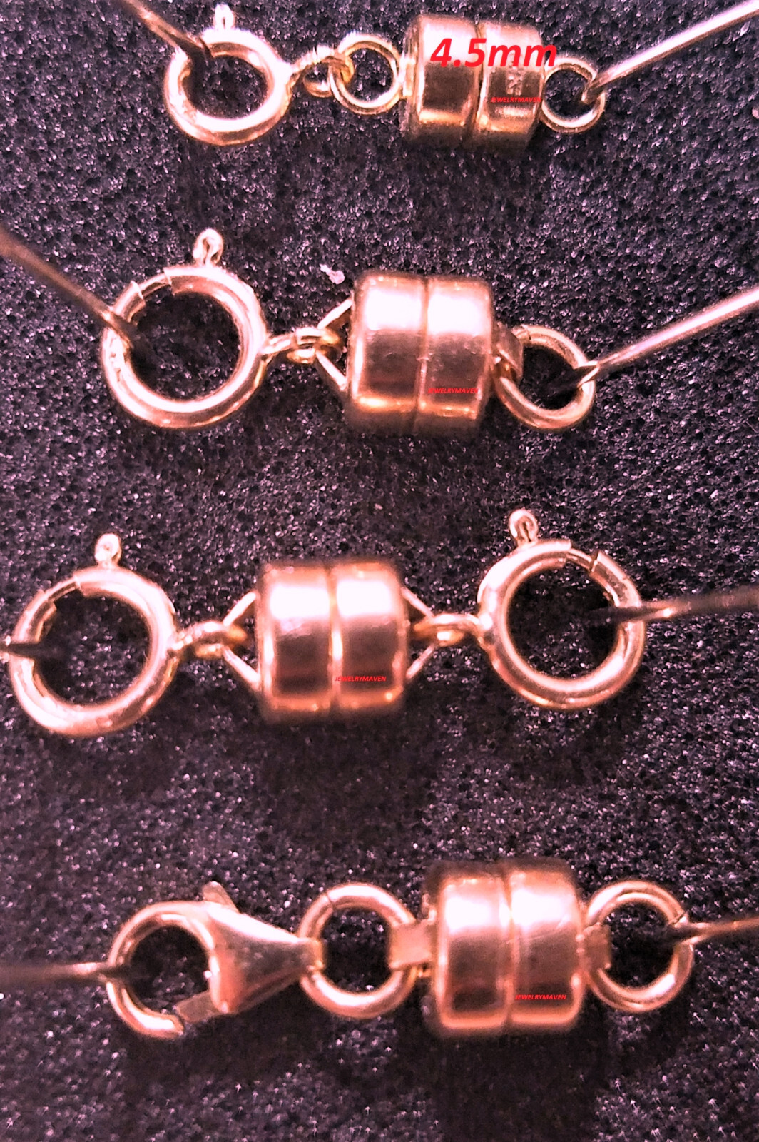5.5mm ROSE 14k Gold FILLED STRONG MAGNETIC CLASP 3/4″ Extender with Spring rings