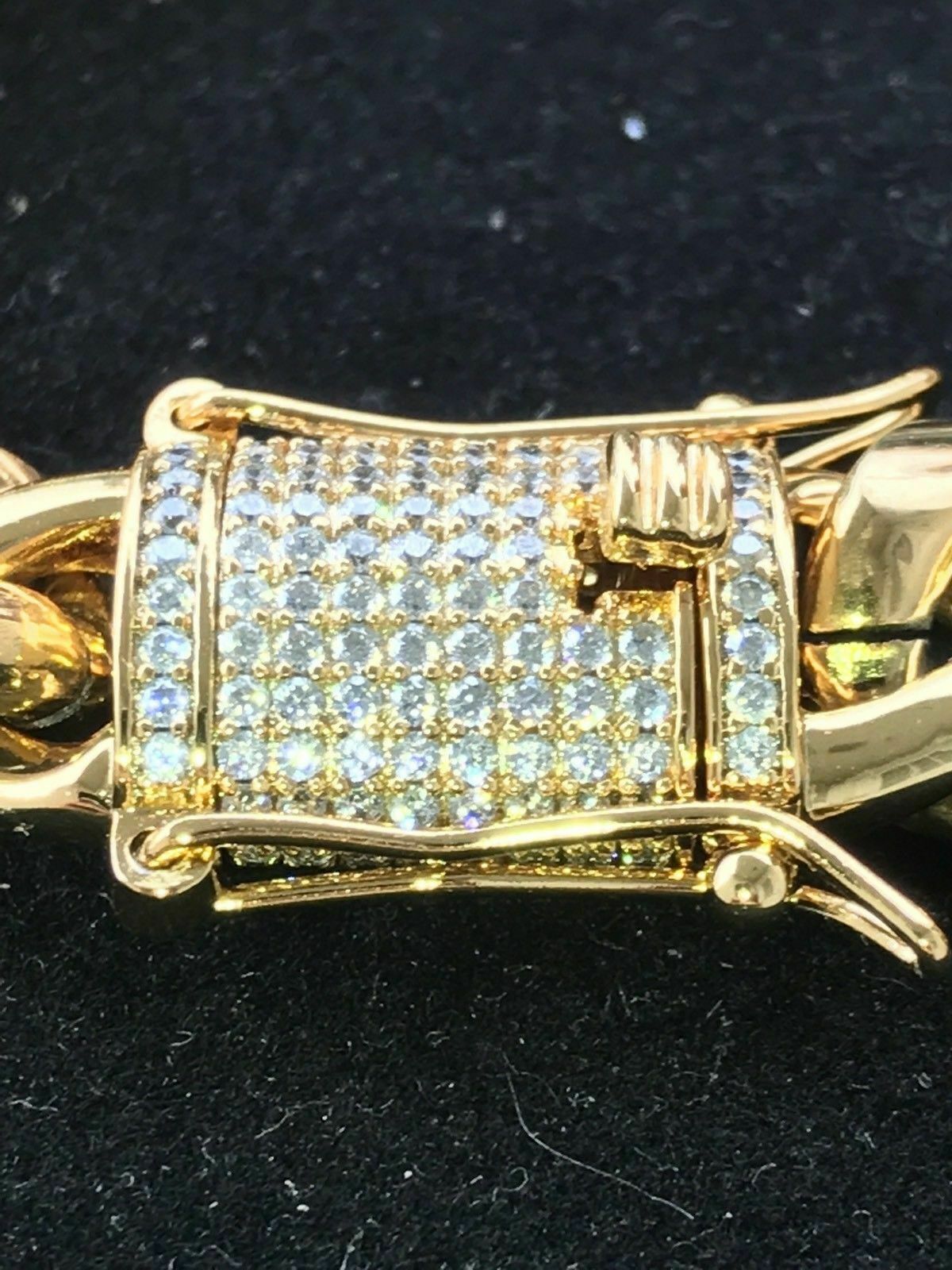 14k Gold Plated Stainless Steel Miami Cuban Link Bracelet Or Chain with CZ Clasp
