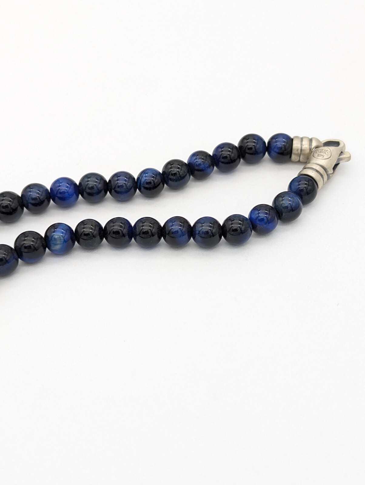 Handmade 925 Silver Blue Tiger’s Eye Bead Bracelet 6mm – Focus & Protection