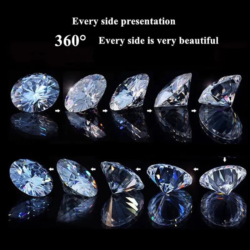 Moissanite Diamonds 3 MM to 10 CT D Color VVS1 Round Shape Cut Lab Grown wit GRA