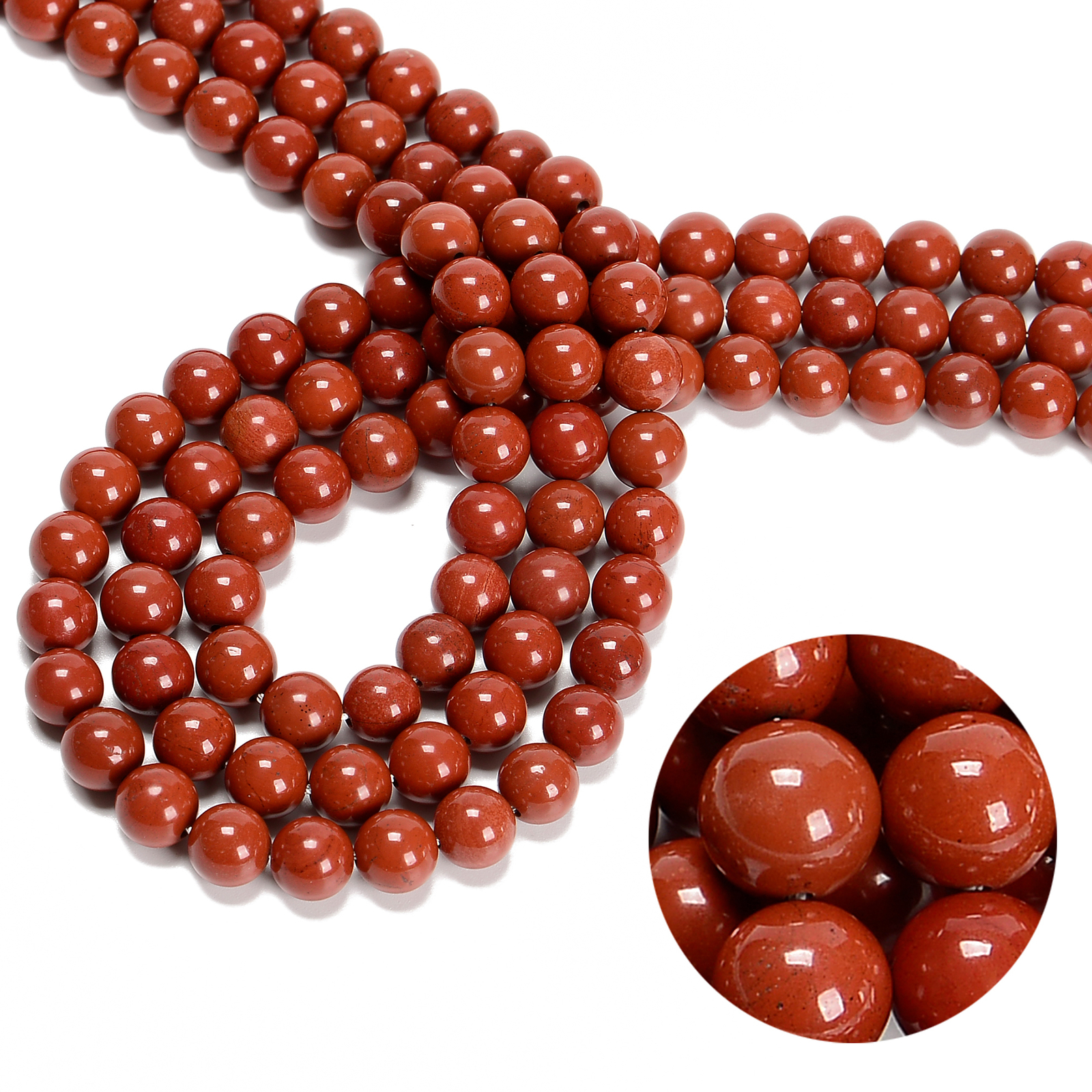 Natural Red Poppy Jasper Smooth Round Beads 4mm 6mm 8mm 10mm 12mm 15.5″ Strand