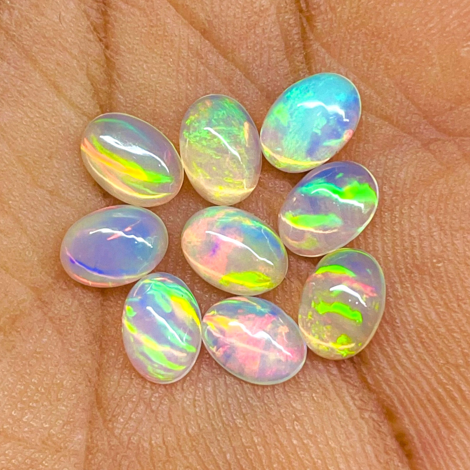 9 Pcs Natural Ethiopian Opal 7x5mm Oval Untreated Loose Cabochon Gemstones Lot