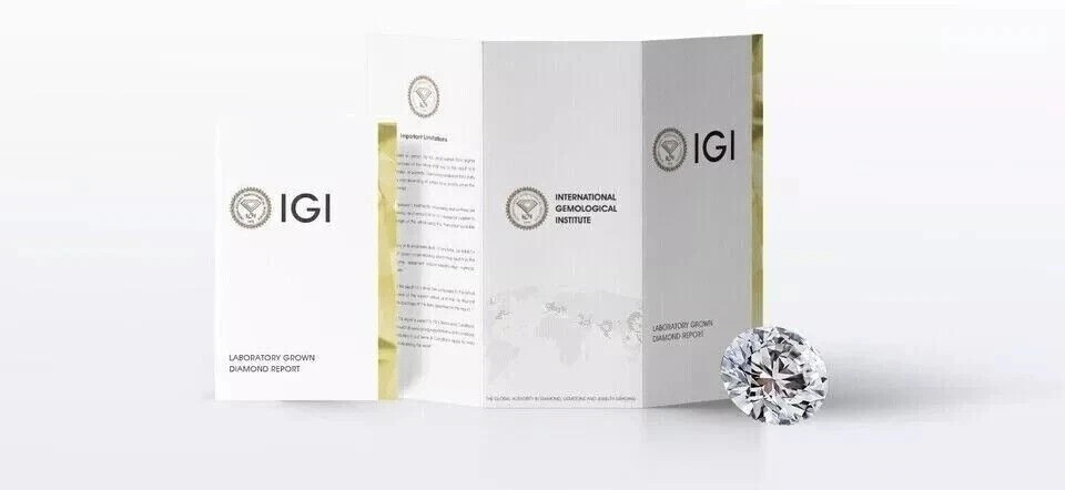 Round Cut Halo Engagement Ring IGI 8CT Lab-Grown Diamond 14k White Gold Wedding
